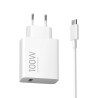 Xiaomi 100W charger front view, next to its USB-C cable